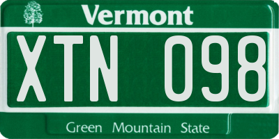 VT license plate XTN098