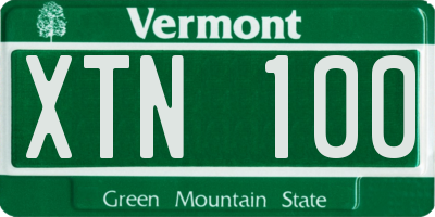 VT license plate XTN100