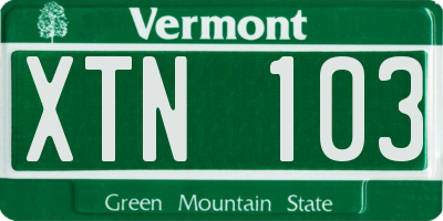 VT license plate XTN103