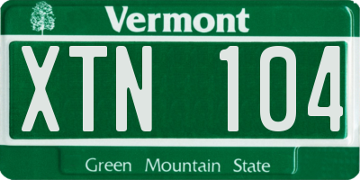 VT license plate XTN104