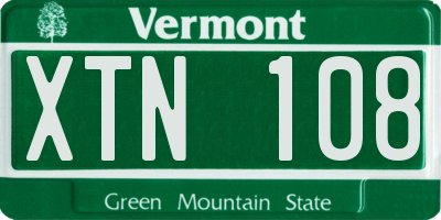 VT license plate XTN108