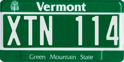 VT license plate XTN114