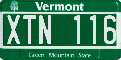 VT license plate XTN116