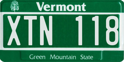 VT license plate XTN118