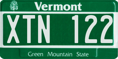 VT license plate XTN122