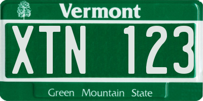 VT license plate XTN123