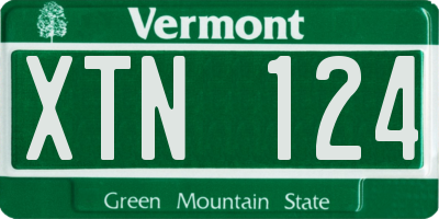 VT license plate XTN124