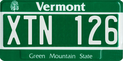 VT license plate XTN126