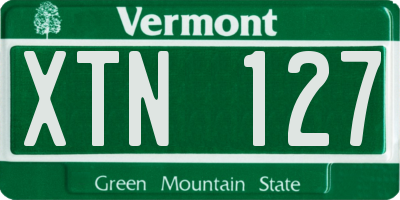 VT license plate XTN127