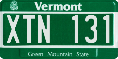VT license plate XTN131