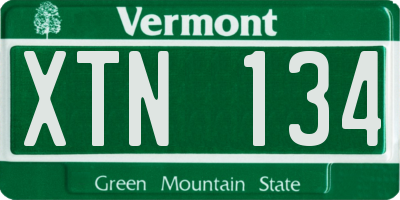 VT license plate XTN134
