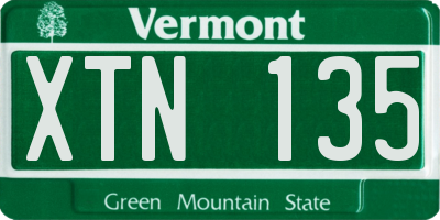 VT license plate XTN135