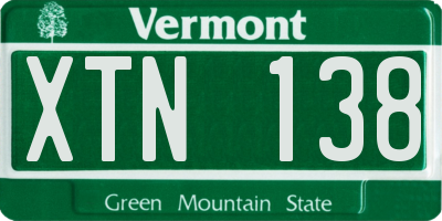 VT license plate XTN138