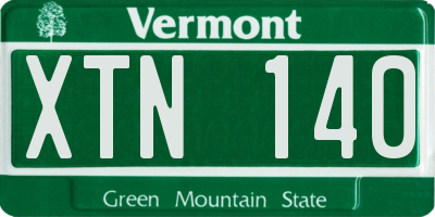 VT license plate XTN140