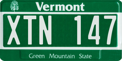 VT license plate XTN147