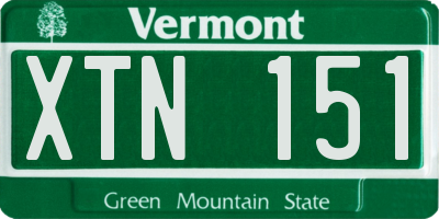 VT license plate XTN151