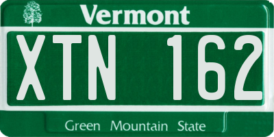 VT license plate XTN162