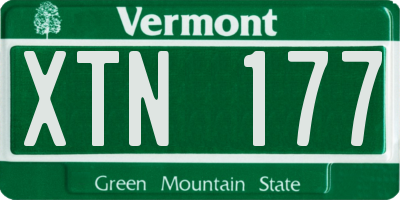 VT license plate XTN177