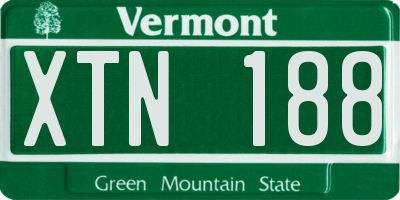 VT license plate XTN188
