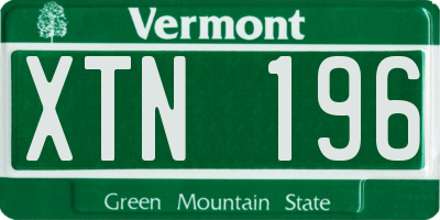 VT license plate XTN196