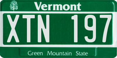 VT license plate XTN197