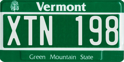 VT license plate XTN198