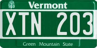 VT license plate XTN203