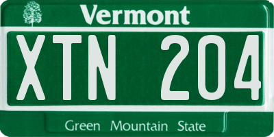 VT license plate XTN204