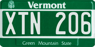 VT license plate XTN206
