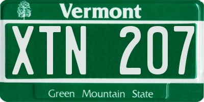 VT license plate XTN207