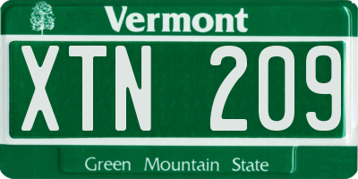 VT license plate XTN209