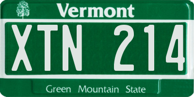 VT license plate XTN214