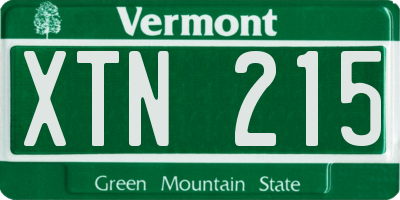 VT license plate XTN215