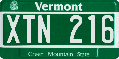 VT license plate XTN216