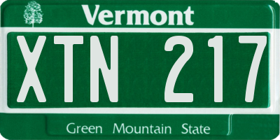 VT license plate XTN217