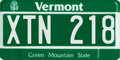 VT license plate XTN218