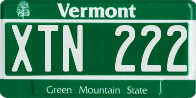VT license plate XTN222