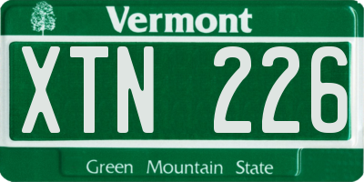 VT license plate XTN226