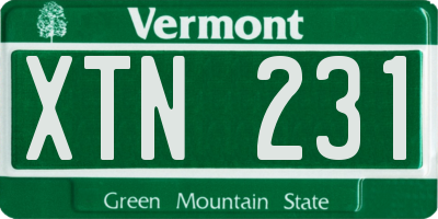 VT license plate XTN231