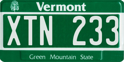 VT license plate XTN233