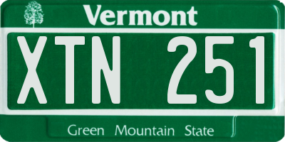 VT license plate XTN251
