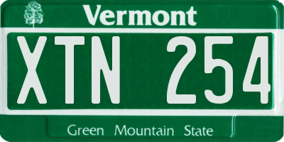VT license plate XTN254