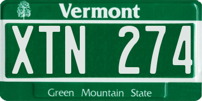 VT license plate XTN274