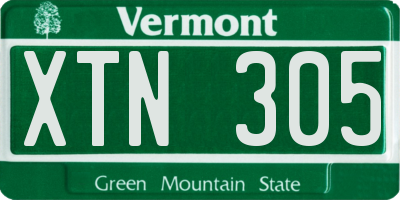 VT license plate XTN305