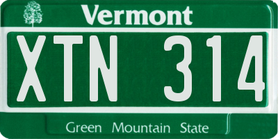 VT license plate XTN314