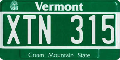 VT license plate XTN315