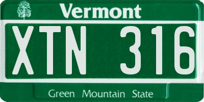 VT license plate XTN316