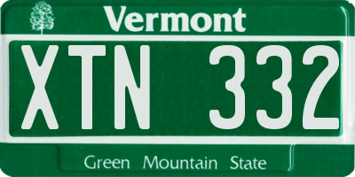 VT license plate XTN332