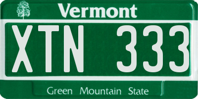 VT license plate XTN333