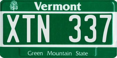 VT license plate XTN337
